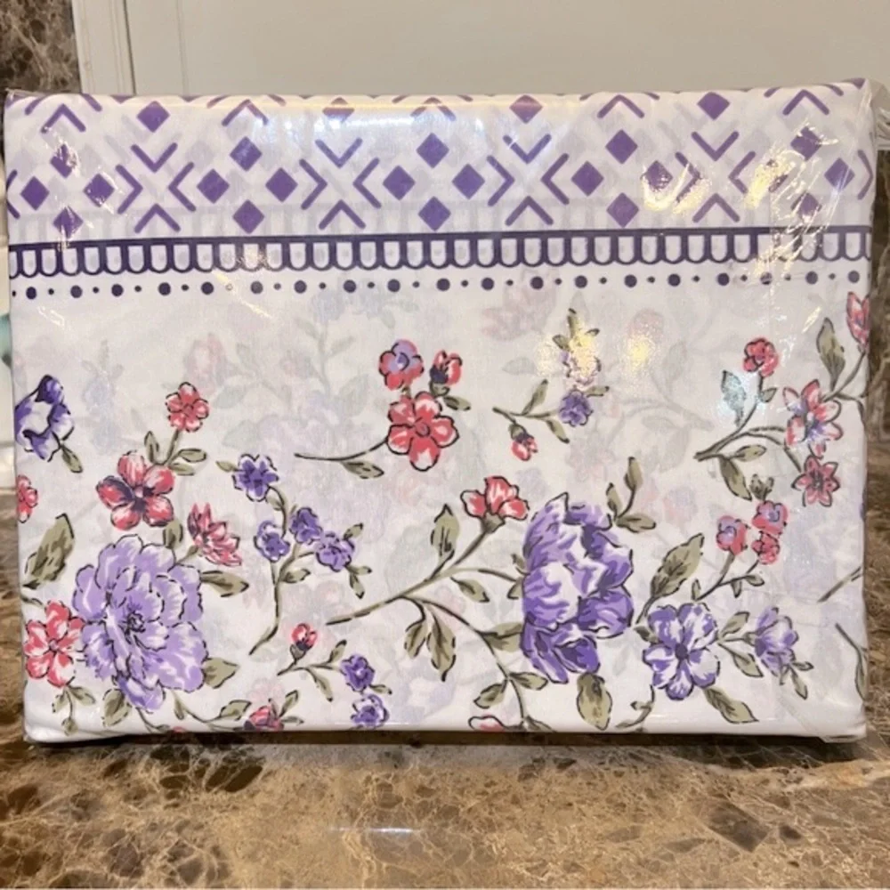 NWT-100% Turkish Cotton-KING Bed-4 Piece Floral Duvet Cover Set-Ranforce Series